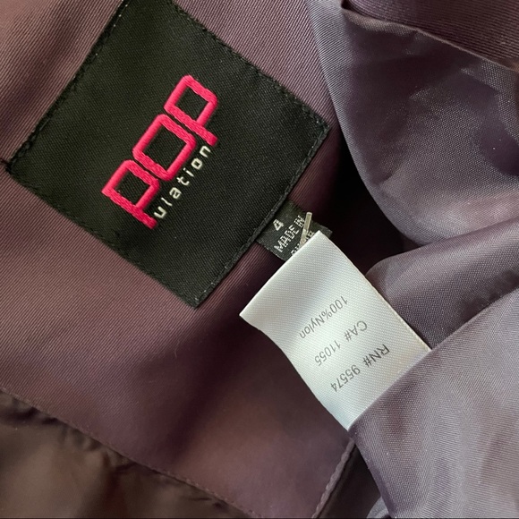 Purple oversized collar cropped jacket with snap buttons and pockets - Picture 7 of 7